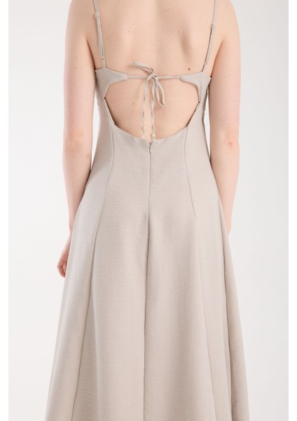 Askılı Uzun Keten Elbise modelleri