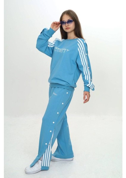 Unisex Çocuk 2 Iplik Çıtçıtlı Alt&üst Eşofman Takımı %100 Pamuk Rahat KALIP-299-EŞT-0006