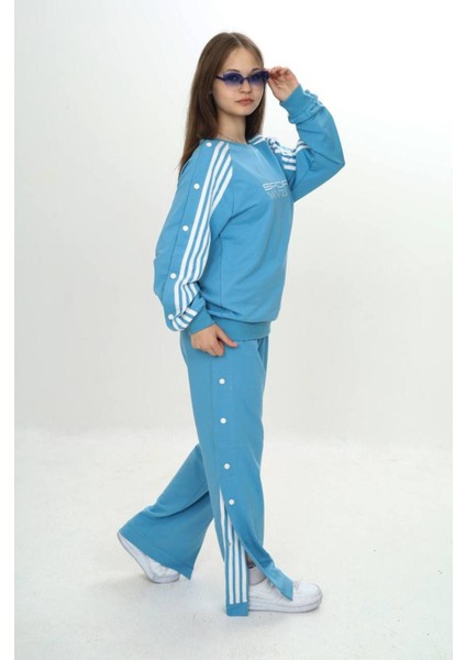 Unisex Çocuk 2 Iplik Çıtçıtlı Alt&üst Eşofman Takımı %100 Pamuk Rahat KALIP-299-EŞT-0006 modelleri