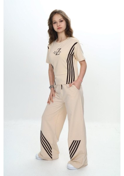 Kız Çocuk Ikili Alt&üst Takım- Pantolon & Kısa Kollu Tişört – %100 PAMUK-EŞT-0030