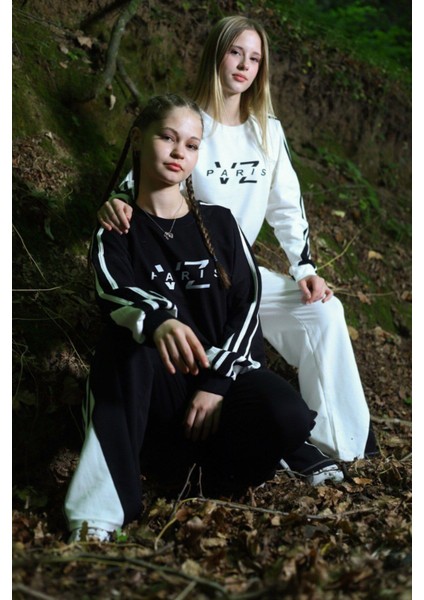 Kız Çocuk %100 Pamuk 2 Iplik Garnili Şeritli At&üst Eşofman Takımı –çift Renkil Alt Üst TAKIM-297-EŞT-0007 fiyatları