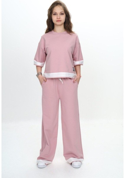 Kız Çocuk %100 Pamuk Kısa Kollu Garnili Truvakar Kol 2 Iplik Alt&üst Eşofman TAKIMI-285-EŞT-0011 fiyatları