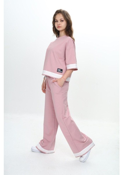 Kız Çocuk %100 Pamuk Kısa Kollu Garnili Truvakar Kol 2 Iplik Alt&üst Eşofman TAKIMI-285-EŞT-0011 modelleri