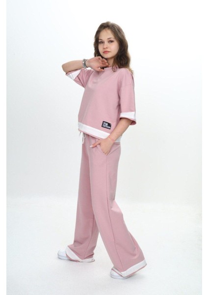 Kız Çocuk %100 Pamuk Kısa Kollu Garnili Truvakar Kol 2 Iplik Alt&üst Eşofman TAKIMI-285-EŞT-0011 fırsatları