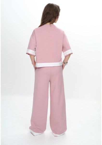 Kız Çocuk %100 Pamuk Kısa Kollu Garnili Truvakar Kol 2 Iplik Alt&üst Eşofman TAKIMI-285-EŞT-0011 indirimleri