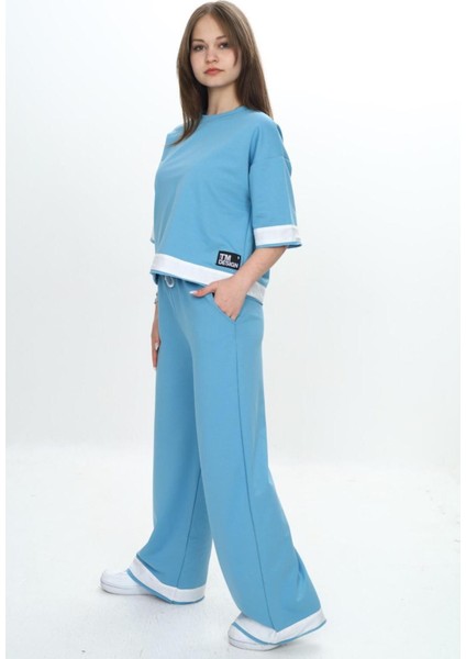 Kız Çocuk %100 Pamuk Kısa Kollu Garnili Truvakar Kol 2 Iplik Alt&üst Eşofman TAKIMI-285-EŞT-0011 modelleri