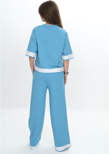 Kız Çocuk %100 Pamuk Kısa Kollu Garnili Truvakar Kol 2 Iplik Alt&üst Eşofman TAKIMI-285-EŞT-0011 fırsatları