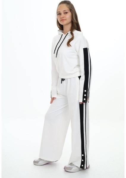 Kız Çocuk %100 Pamuk Kapüşonlu Uzun Kol Oversize Alt&üst Eşofman TAKIMI-EŞT-0020