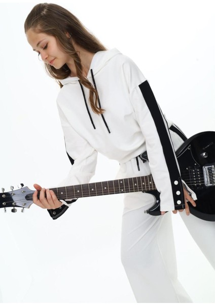 Kız Çocuk %100 Pamuk Kapüşonlu Uzun Kol Oversize Alt&üst Eşofman TAKIMI-EŞT-0020 fırsatları