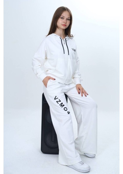 Kız Çocuk %100 Pamuk Kapüşonlu Fermuarlı 2 Iplik Alt&üst Eşofman TAKIMI-309-EŞT-0002