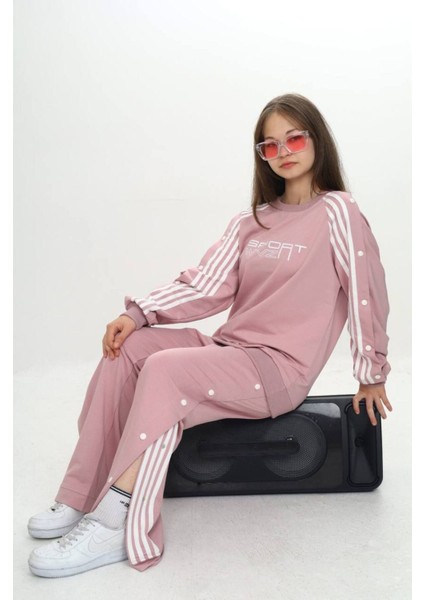 Unisex Çocuk 2 Iplik Çıtçıtlı Alt&üst Eşofman Takımı %100 Pamuk Rahat KALIP-299-EŞT-0006