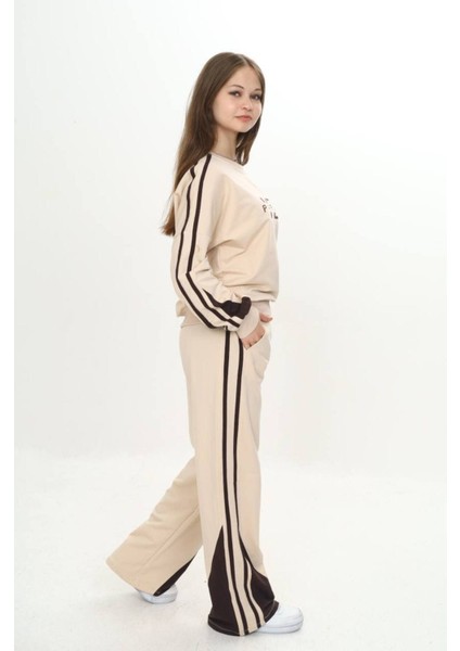 Kız Çocuk %100 Pamuk 2 Iplik Garnili Şeritli At&üst Eşofman Takımı –çift Renkil Alt Üst TAKIM-297-EŞT-0007 fiyatları