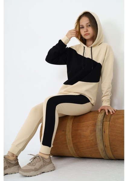 Kız Çocuk %100 Pamuk Garnili Kapüşonlu Uzun Kol Alt&üst Eşofman TAKIM-EŞT-0018 fiyatları