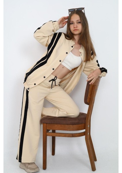 Kız Çocuk %100 Pamuk Çıt Çıt Kapamalı Uzun Kol Alt&üst Eşofman TAKIMI-EŞT-0019