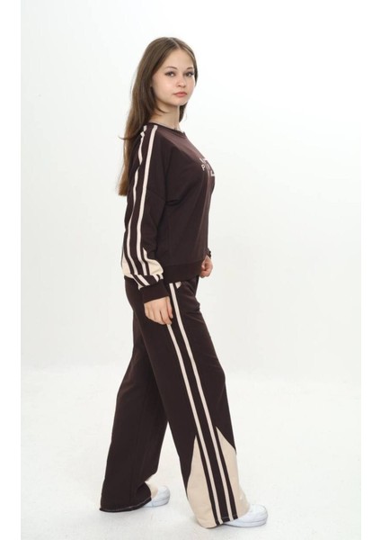 Kız Çocuk %100 Pamuk 2 Iplik Garnili Şeritli At&üst Eşofman Takımı –çift Renkil Alt Üst TAKIM-297-EŞT-0007 modelleri