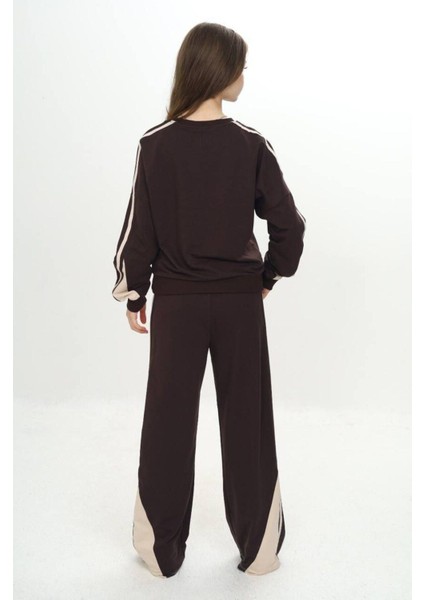 Kız Çocuk %100 Pamuk 2 Iplik Garnili Şeritli At&üst Eşofman Takımı –çift Renkil Alt Üst TAKIM-297-EŞT-0007 fırsatları