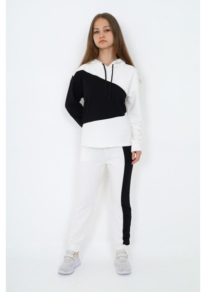 Kız Çocuk %100 Pamuk Garnili Kapüşonlu Uzun Kol Alt&üst Eşofman TAKIM-EŞT-0018