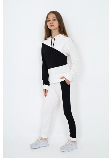 Kız Çocuk %100 Pamuk Garnili Kapüşonlu Uzun Kol Alt&üst Eşofman TAKIM-EŞT-0018 fiyatları