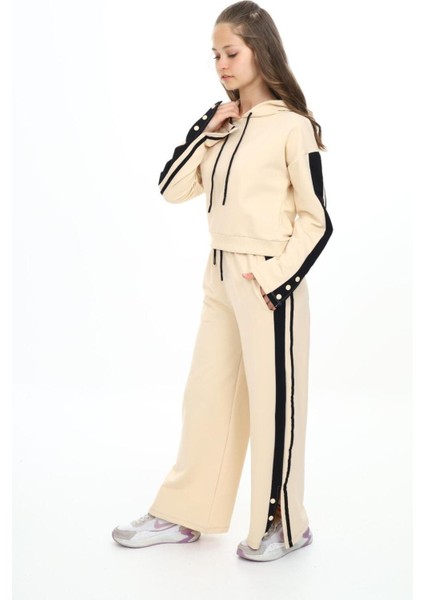 Kız Çocuk %100 Pamuk Kapüşonlu Uzun Kol Oversize Alt&üst Eşofman TAKIMI-EŞT-0020 fiyatları