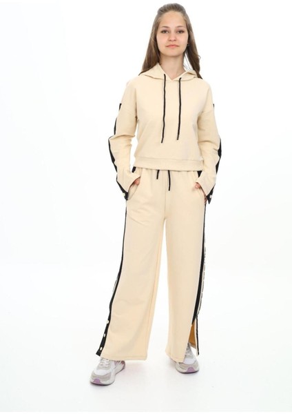 Kız Çocuk %100 Pamuk Kapüşonlu Uzun Kol Oversize Alt&üst Eşofman TAKIMI-EŞT-0020 indirimleri