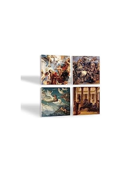 Stone Bir Roma Sanat Aşığı, Ruhların Geçişi, Anghiari Savaşı, Aziz Stephen Üçlemesi Taş Bardak Altlığı Seti - 4 Parça - Dekoratif, Rustik Mutfak Aksesuarı, 10X10 Cm, Kaydırmaz Tabanlı SC116 fiyatları