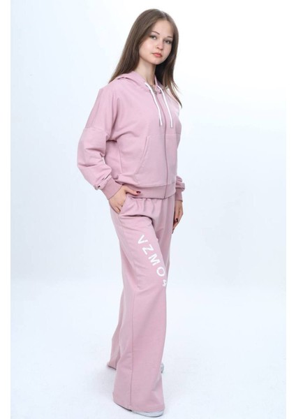 Kız Çocuk %100 Pamuk Kapüşonlu Fermuarlı 2 Iplik Alt&üst Eşofman TAKIMI-309-EŞT-0002