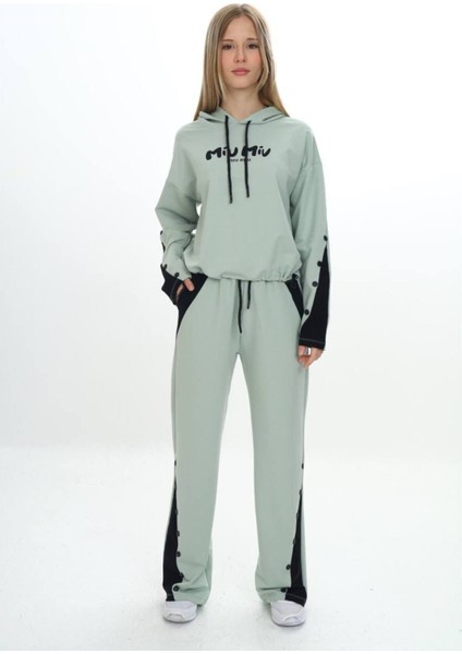 Kız Çocuk %100 Pamuk Kapüşonlu Çıtçıt Detaylı Alt&üst Eşofman TAKIM-179-EŞT-0005