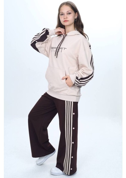 Unisex Çocuk %100 Pamuk Kapüşonlu ve Çıtçıtşı Oversize Alt&üst Trend Eşofman TAKIMI-302-EŞT-0008 fiyatları