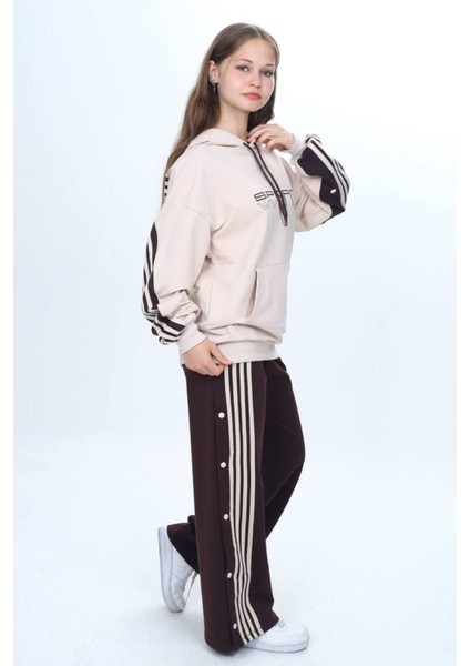 Unisex Çocuk %100 Pamuk Kapüşonlu ve Çıtçıtşı Oversize Alt&üst Trend Eşofman TAKIMI-302-EŞT-0008 fırsatları