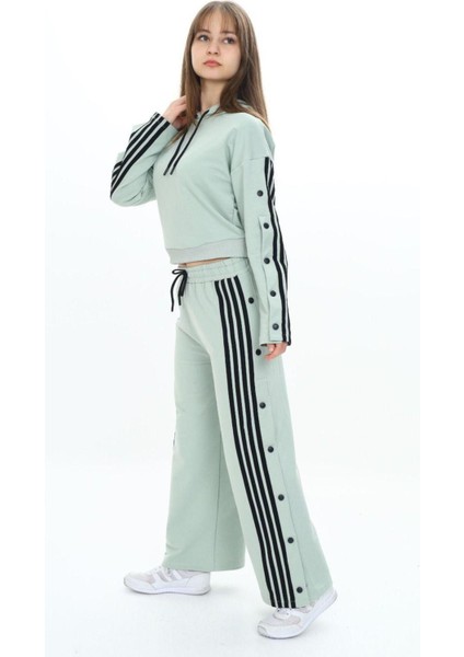 Kız Çocuk %100 Pamuk Şeritli Kapüşonlu Çıtçıtlı Alt&üst Eşofman TAKIMI-5010-EŞT-0004 fiyatları