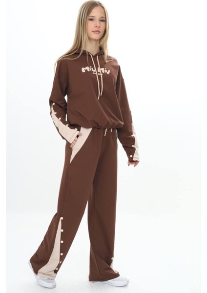 Kız Çocuk %100 Pamuk Kapüşonlu Çıtçıt Detaylı Alt&üst Eşofman TAKIM-179-EŞT-0005