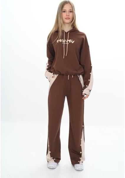 Kız Çocuk %100 Pamuk Kapüşonlu Çıtçıt Detaylı Alt&üst Eşofman TAKIM-179-EŞT-0005 fırsatları