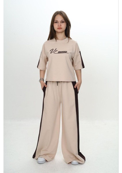 Kız Çocuk %100 Pamuk London Baskılı Oversize Garnili Truvakal Kollu Eşofman TAKIMI-293-EŞT-0010 fiyatları