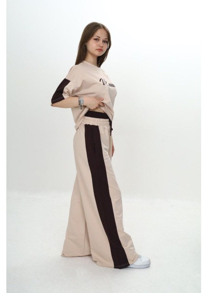 Kız Çocuk %100 Pamuk London Baskılı Oversize Garnili Truvakal Kollu Eşofman TAKIMI-293-EŞT-0010 indirimleri