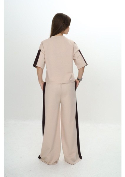 Kız Çocuk %100 Pamuk London Baskılı Oversize Garnili Truvakal Kollu Eşofman TAKIMI-293-EŞT-0010