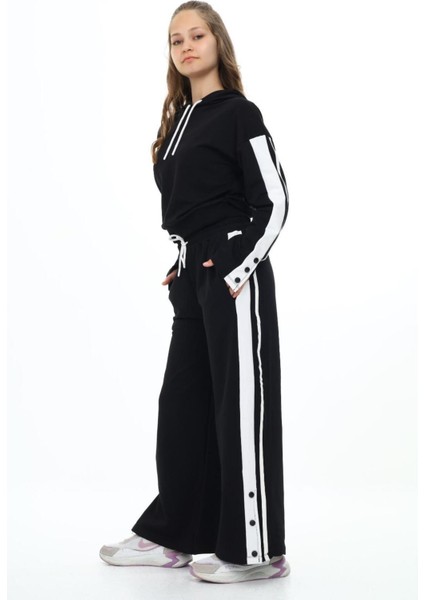 Kız Çocuk %100 Pamuk Kapüşonlu Uzun Kol Oversize Alt&üst Eşofman TAKIMI-EŞT-0020