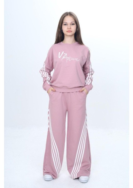 Kız Çocuk %100 Pamuk Şeritli Oversize 2 Iplik Alt&üst Eşofman TAKIMI-305-EŞT-0009 modelleri