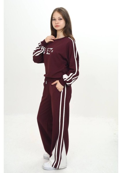 Kız Çocuk %100 Pamuk 2 Iplik Garnili Şeritli At&üst Eşofman Takımı –çift Renkil Alt Üst TAKIM-297-EŞT-0007 fiyatları