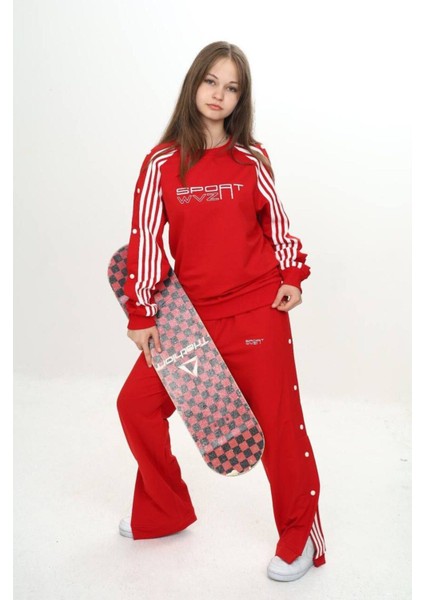 Unisex Çocuk 2 Iplik Çıtçıtlı Alt&üst Eşofman Takımı %100 Pamuk Rahat KALIP-299-EŞT-0006