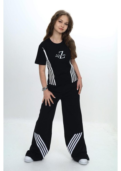 Kız Çocuk Ikili Alt&üst Takım- Pantolon & Kısa Kollu Tişört – %100 PAMUK-EŞT-0030