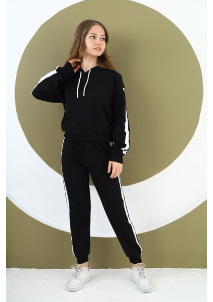 Kız Çocuk %100 Pamuk Kapüşonlu Alt&üst Eşofman TAKIMI-EŞT-0025