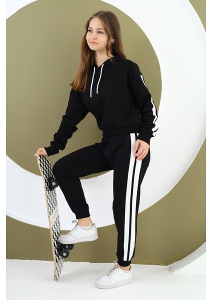 Kız Çocuk %100 Pamuk Kapüşonlu Alt&üst Eşofman TAKIMI-EŞT-0025 fırsatları