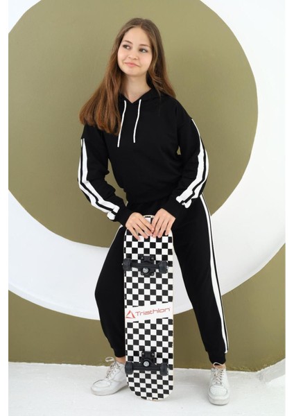 Kız Çocuk %100 Pamuk Kapüşonlu Alt&üst Eşofman TAKIMI-EŞT-0025