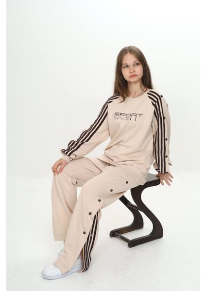 Unisex Çocuk 2 Iplik Çıtçıtlı Alt&üst Eşofman Takımı %100 Pamuk Rahat KALIP-299-EŞT-0006