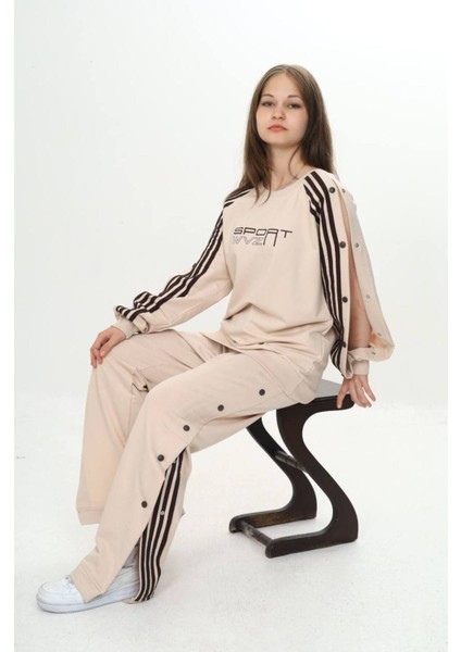 Unisex Çocuk 2 Iplik Çıtçıtlı Alt&üst Eşofman Takımı %100 Pamuk Rahat KALIP-299-EŞT-0006