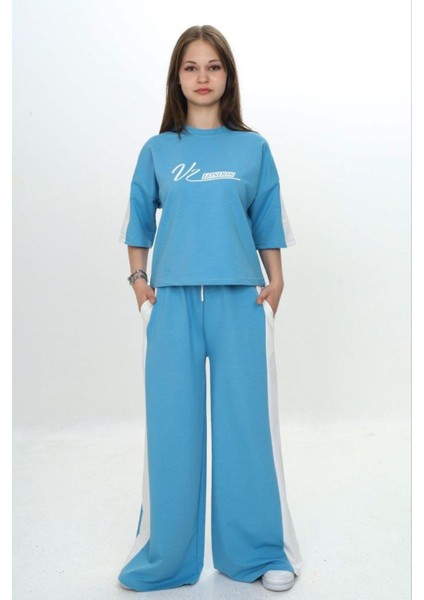 Kız Çocuk %100 Pamuk London Baskılı Oversize Garnili Truvakal Kollu Eşofman TAKIMI-293-EŞT-0010 fiyatları