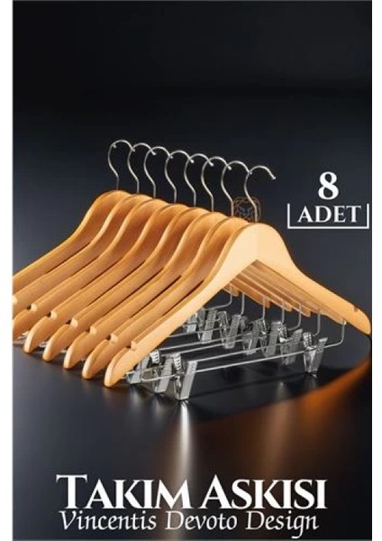 Takım Askısı Ceket Etek Pantolon Kıskaçlı 8 Adet Vincentis Devoto Design