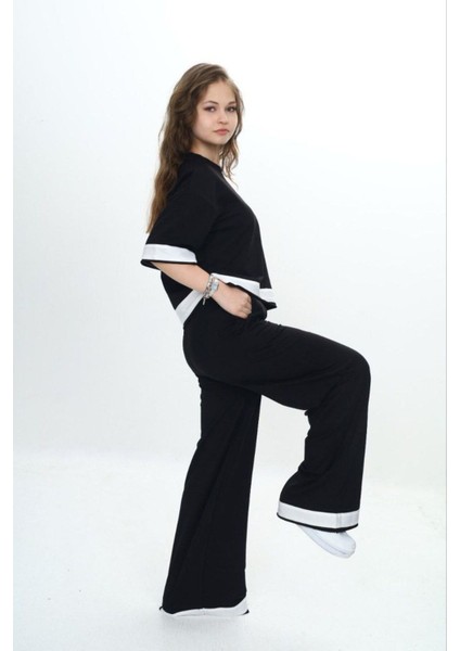 Kız Çocuk %100 Pamuk Kısa Kollu Garnili Truvakar Kol 2 Iplik Alt&üst Eşofman TAKIMI-285-EŞT-0011 modelleri