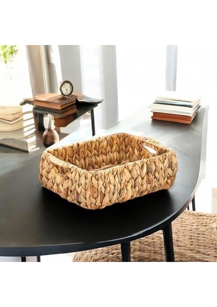 El Yapımı Hasır Bombeli Dekoratif Sepet, Hasır Bombeli Dekoratif Tepsi 3 Model Seçenekli (27 * 20 * 10CM) (Model - 1) modelleri