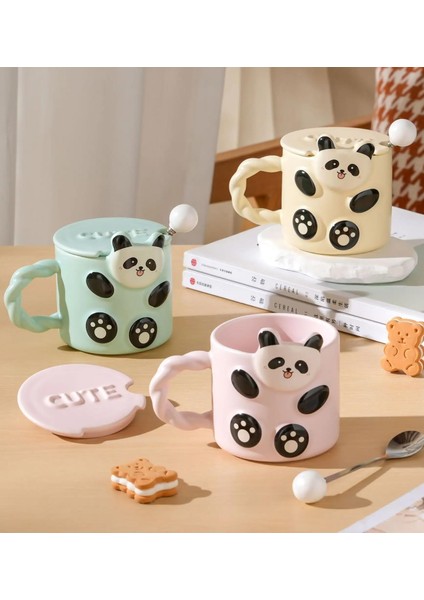 Kabartmalı Sevimli Seramik Kupa